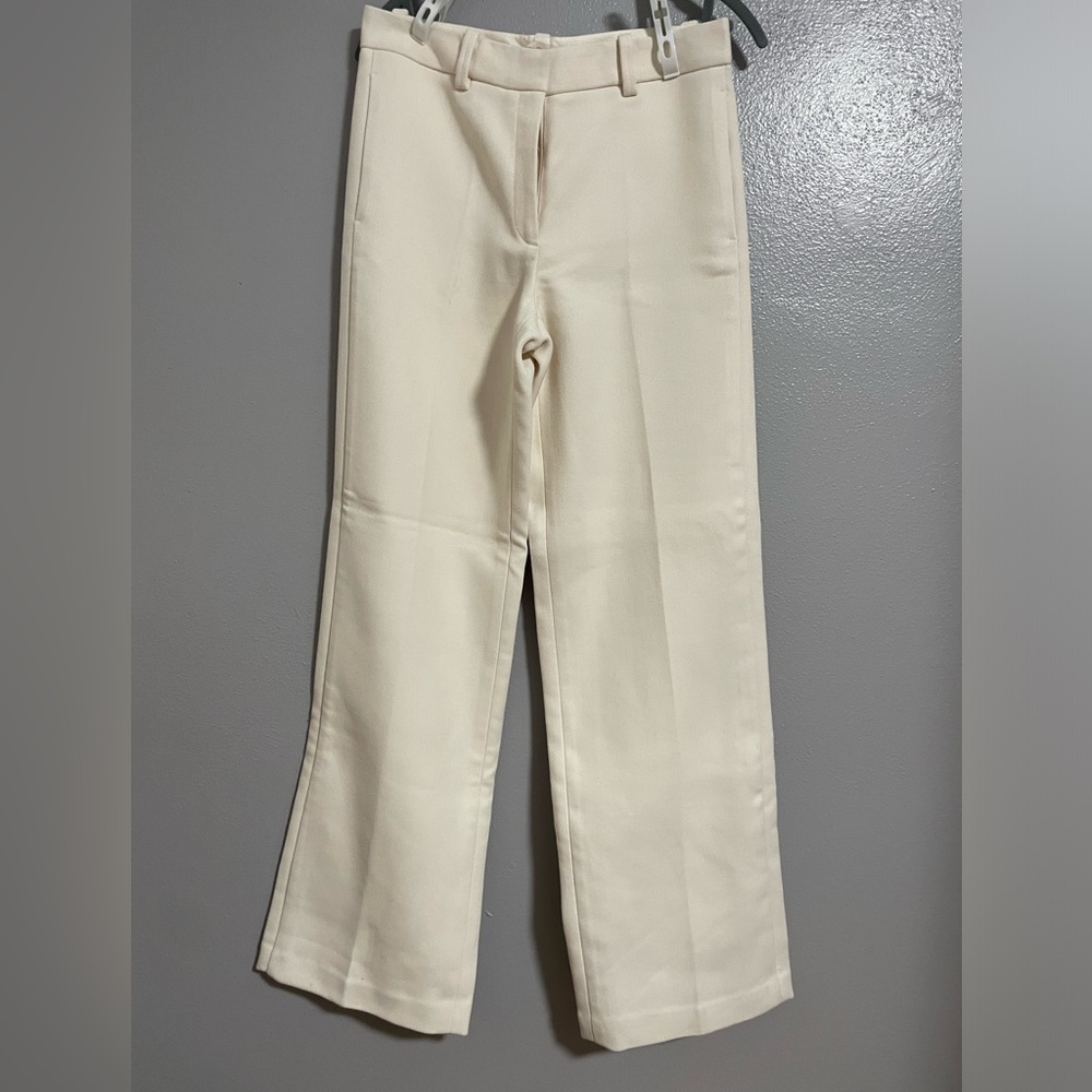 TORY BURCH TROUSER THOMAS CREAM IVORY HIGH RISE WIDE LEG DRESS PANTS Size 6